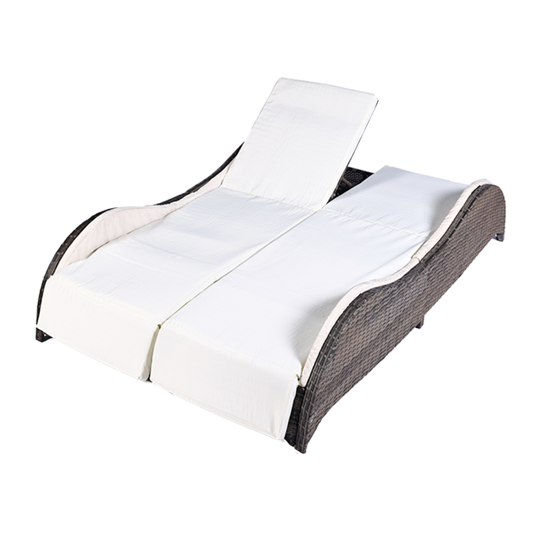 เฟอร์นิเจอร์กลางแจ้งคุณภาพสูง เก้าอี้อาบแดดหวาย Wavy Double Sunbed
